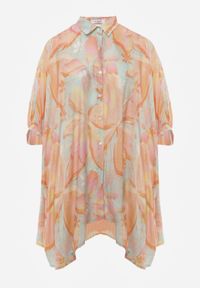 Born2be - Pomarańczowa Oversizowa Koszula z Bawełną o Kroju Typu Nietoperz Nyletia. Okazja: na co dzień. Typ kołnierza: kołnierzyk klasyczny. Kolor: pomarańczowy. Materiał: bawełna. Sezon: wiosna, lato. Styl: elegancki, klasyczny, casual #2