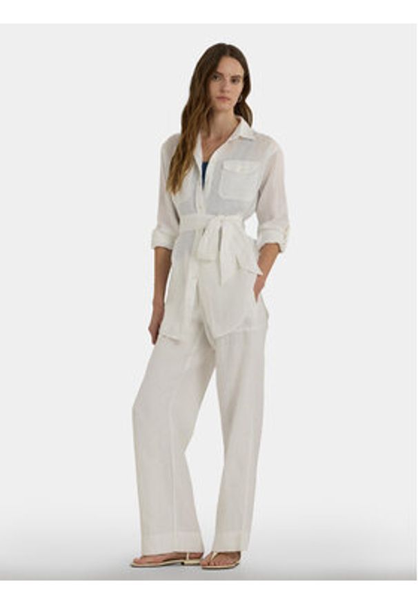 Lauren Ralph Lauren Koszula 200786629001 Biały Relaxed Fit. Kolor: biały. Materiał: len
