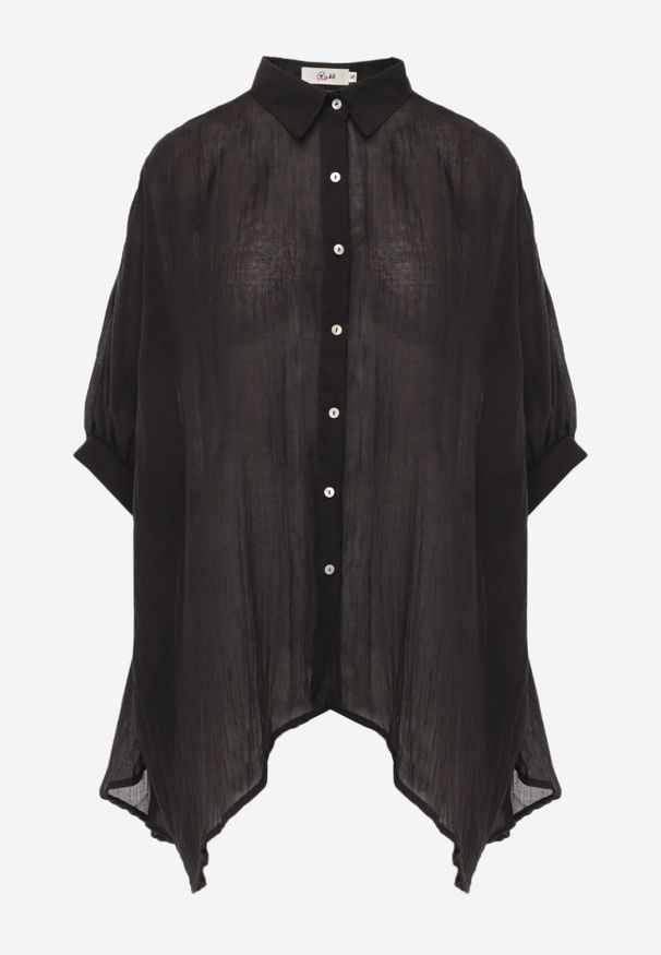Renee - Czarna Nietoperzowa Koszula na Lato ze Zwiewnej Bawełny o Kroju Oversize Caeilla. Kolor: czarny. Materiał: bawełna. Sezon: lato. Styl: wakacyjny, klasyczny, elegancki
