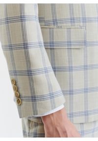 Pako Lorente - PAKO LORENTE – Beżowa marynarka garniturowa w kratę. Okazja: na ślub cywilny, na wesele. Kolor: beżowy. Materiał: poliester, elastan, wiskoza #7