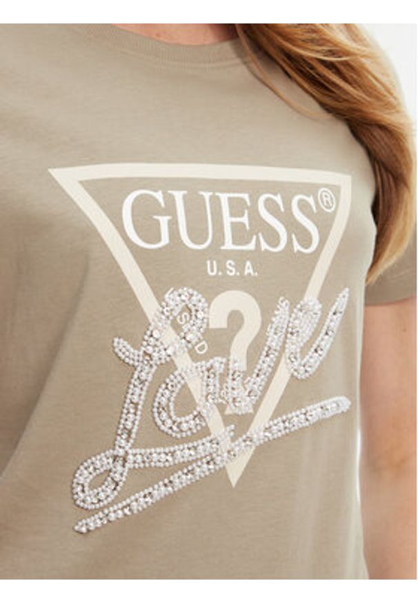 Guess T-Shirt W5YI40 I3Z14 Zielony Regular Fit. Kolor: zielony. Materiał: bawełna