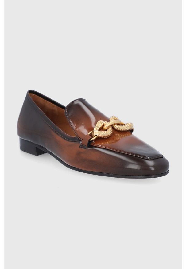 Tory Burch - Mokasyny skórzane. Kolor: brązowy. Materiał: skóra