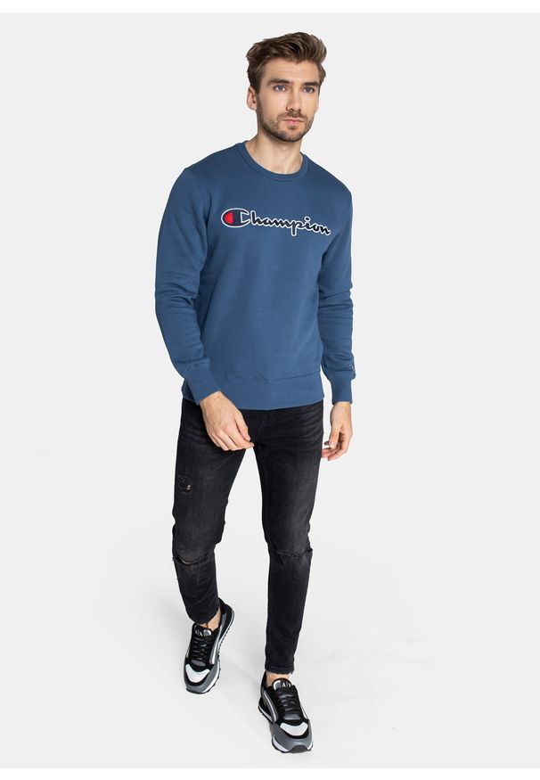 Bluza męska Champion Organic Cotton Blend Script Logo (216471-BS504). Kolor: niebieski. Materiał: materiał. Styl: sportowy, elegancki