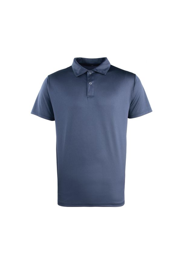 PREMIER - Koszulka polo Coolchecker z zatrzaskami Premier. Typ kołnierza: polo. Kolor: niebieski