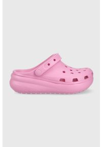 Crocs klapki dziecięce kolor fioletowy. Nosek buta: okrągły. Kolor: fioletowy. Materiał: materiał. Wzór: gładki. Obcas: na platformie #1