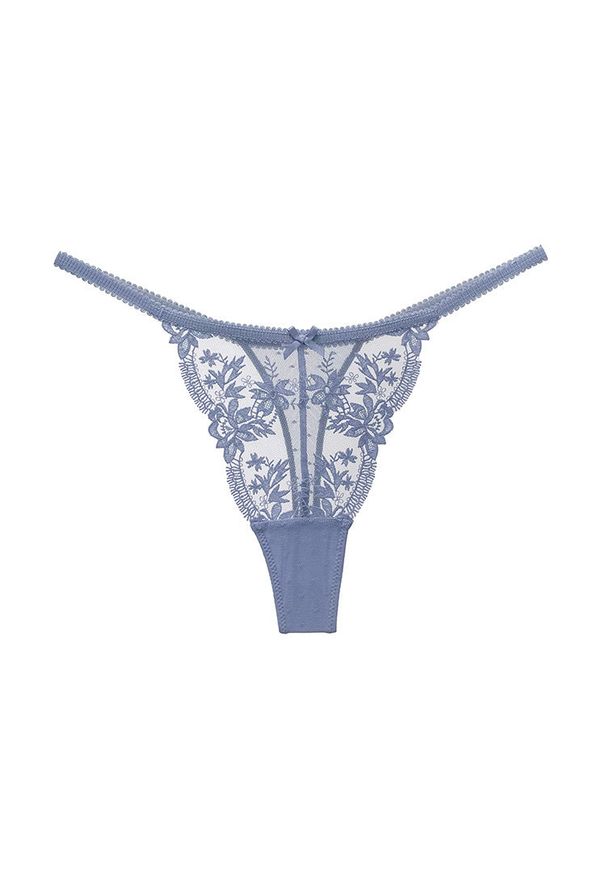 Intica - Stringi koronkowe trójkątne na każdą okazję Eladia. Kolor: niebieski. Materiał: koronka. Wzór: koronka