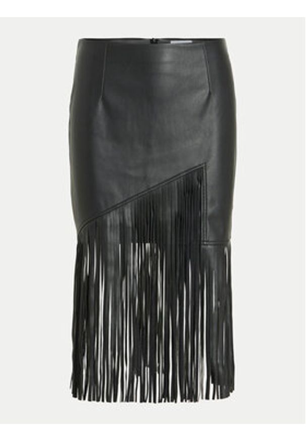 Vila Spódnica z imitacji skóry Pen 14100271 Czarny Regular Fit. Kolor: czarny. Materiał: skóra