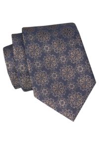 Krawat Angelo di Monti - Beżowa Rozeta. Kolor: wielokolorowy, beżowy, brązowy. Materiał: tkanina. Styl: wizytowy, elegancki