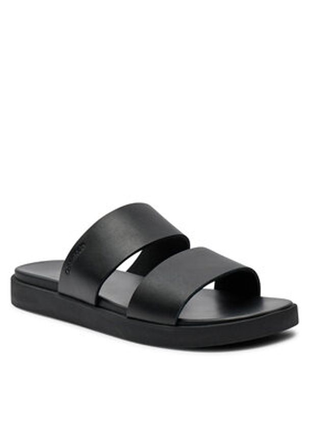 Calvin Klein Klapki Double Strap HM0HM01414 Czarny. Kolor: czarny. Materiał: skóra