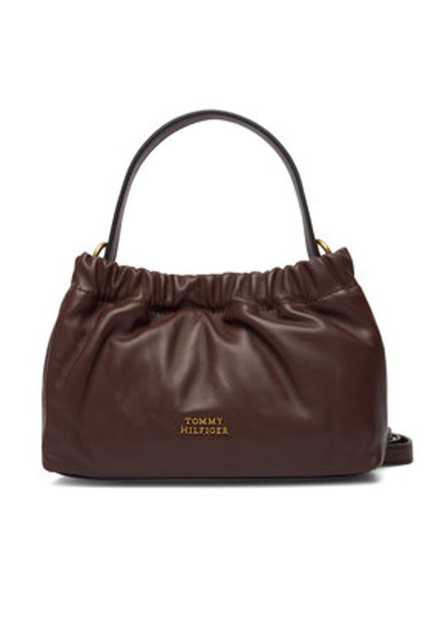 TOMMY HILFIGER - Tommy Hilfiger Torebka Soft Leather Mini Crossover AW0AW18306 Brązowy. Kolor: brązowy. Materiał: skórzane