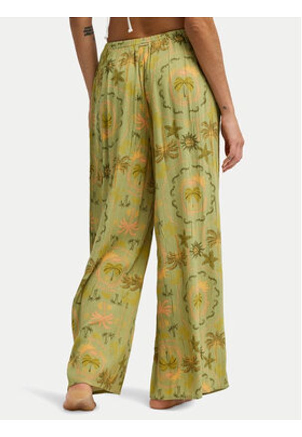 Billabong Spodnie materiałowe Beach Spirit EBJNP00141 Zielony Wide Leg. Kolor: zielony. Materiał: bawełna