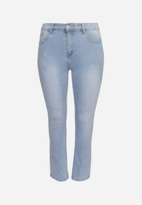 Born2be - Niebieskie Jeansy Skinny z Ozdobnymi Przetarciami Neveloria. Okazja: na co dzień. Kolor: niebieski. Styl: elegancki, casual, klasyczny