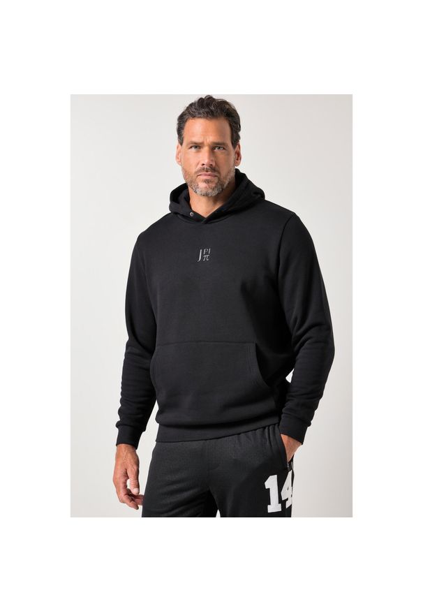 JAY-PI - Męska Bluza z kapturem fitness kaptur kieszeń kangurka nadruk na plecach. Typ kołnierza: kaptur. Kolekcja: plus size. Kolor: czarny. Materiał: poliester, bawełna, materiał. Wzór: nadruk. Sport: fitness