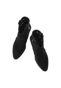 Czarne Botki S.Barski Modne Kowbojki Damskie. Kolor: czarny. Materiał: skóra ekologiczna, materiał. Szerokość cholewki: normalna. Styl: elegancki #6