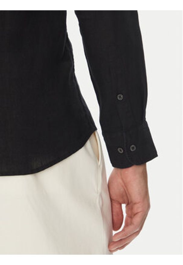 Marc O'Polo Koszula 524 7428 42460 Czarny Shaped Fit. Typ kołnierza: polo. Kolor: czarny. Materiał: len