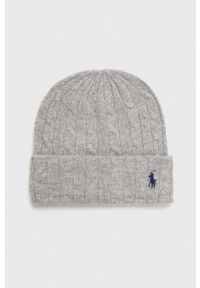 Polo Ralph Lauren czapka wełniana kolor szary wełniana. Kolor: szary. Materiał: wełna