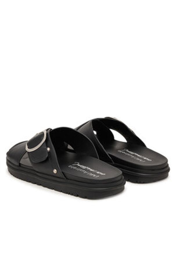 EMU Australia Klapki Ebony W13247 Czarny. Kolor: czarny. Materiał: skóra