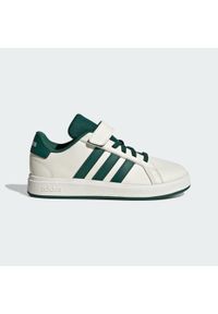 Adidas - Buty Grand Court 2.0 Kids. Zapięcie: pasek. Kolor: czarny, zielony, biały, wielokolorowy. Sport: turystyka piesza