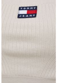 Tommy Jeans top DW0DW11875.PPYY damski kolor beżowy. Kolor: beżowy. Materiał: materiał, wiskoza, dzianina. Długość rękawa: na ramiączkach. Wzór: gładki #2