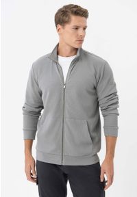 Volcano - Bluza ze stójką B-GULF. Okazja: na co dzień. Typ kołnierza: kołnierzyk stójkowy. Kolor: szary. Materiał: skóra, bawełna, materiał. Styl: casual #1