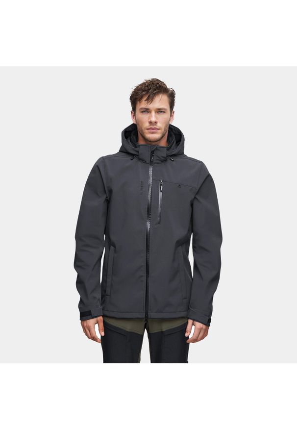 Kurtka męska softshell Alpinus Roignais. Kolor: czarny, szary, wielokolorowy. Materiał: softshell. Sport: turystyka piesza