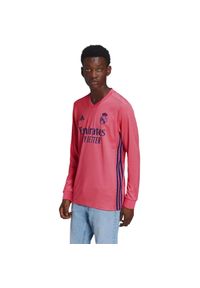 Koszulka treningowa męska Adidas Real Madrid z długim rękawem. Kolor: różowy. Materiał: poliester. Długość rękawa: długi rękaw. Długość: długie #1