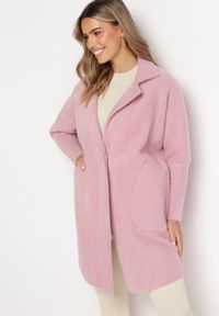 Born2be - Różowy Płaszcz z Bawełną Oversize Klepheia. Okazja: na co dzień. Kolor: różowy. Materiał: bawełna. Wzór: jednolity. Styl: casual #1