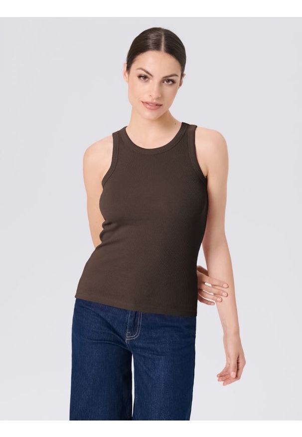 Sinsay - Tank top - brązowy. Kolor: brązowy