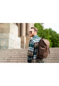 Plecak męski brązowy PAOLO PERUZZI GA414. Kolor: brązowy. Materiał: materiał. Styl: vintage #1