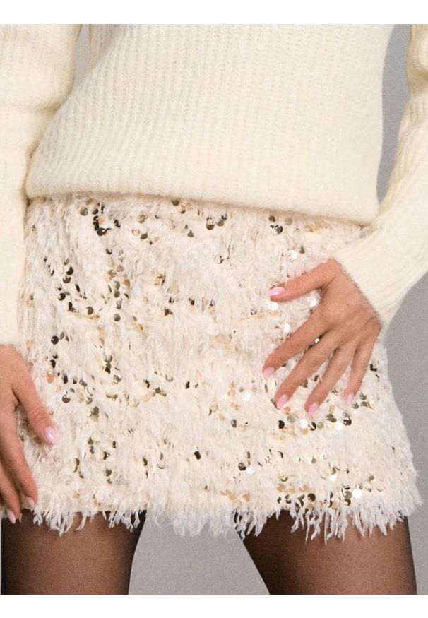 Sinsay - Spódnica mini z ozdobnymi cekinami - złoty. Kolor: złoty