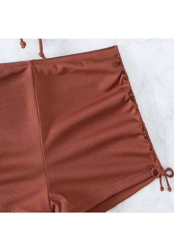 Intica - Strój kąpielowy dwuczęściowy szybkoschnący z regulacją Dragulina. Kolor: brązowy. Materiał: materiał