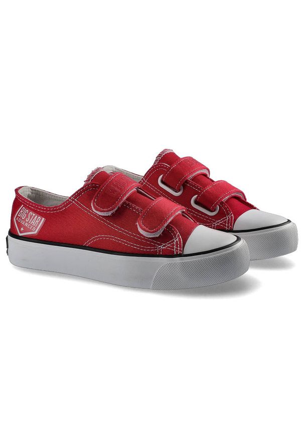Big-Star - Czerwone Trampki Big Star Dziecięce Buty Na Rzep. Okazja: na uczelnię, na co dzień. Zapięcie: rzepy. Kolor: czerwony. Materiał: materiał, guma. Szerokość cholewki: normalna. Wzór: napisy. Styl: casual