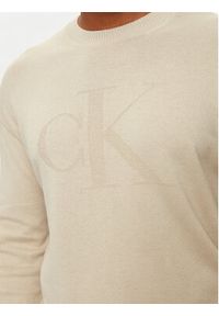 Calvin Klein Jeans Sweter Intrasia J30J326453 Beżowy Slim Fit. Kolor: beżowy. Materiał: bawełna #4