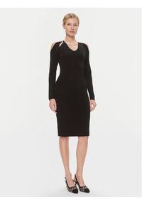 Karl Lagerfeld - KARL LAGERFELD Sukienka koktajlowa 240W1331 Czarny Regular Fit. Typ kołnierza: dekolt w karo. Kolor: czarny. Materiał: wiskoza. Styl: wizytowy #1