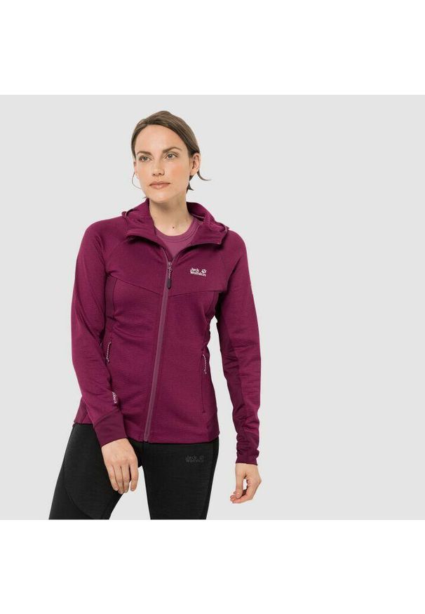 Bluza polarowa damska Jack Wolfskin Hydro Grid Fleece. Kolor: czerwony, wielokolorowy, różowy. Materiał: polar