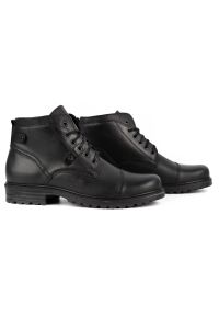 Olivier Buty męskie skórzane Militarne Mpb czarne. Kolor: czarny. Materiał: skóra. Wzór: moro. Styl: militarny #6