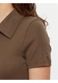 TOMMY HILFIGER - Tommy Hilfiger Polo WW0WW44446 Brązowy Slim Fit. Typ kołnierza: polo. Kolor: brązowy. Materiał: lyocell #2