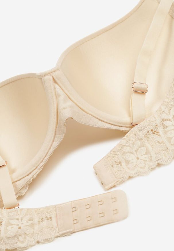 Renee - Beżowy Koronkowy Biustonosz z Usztywnieniem i Odpinanymi Ramiączkami Full Cup Maretta. Kolor: beżowy. Materiał: koronka. Rodzaj stanika: odpinane ramiączka