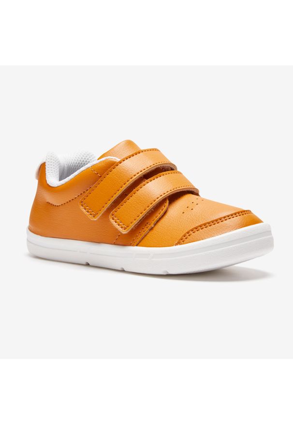 DOMYOS - Buty dla dzieci Domyos 100 I Move. Kolor: biały, brązowy, pomarańczowy, wielokolorowy. Materiał: materiał