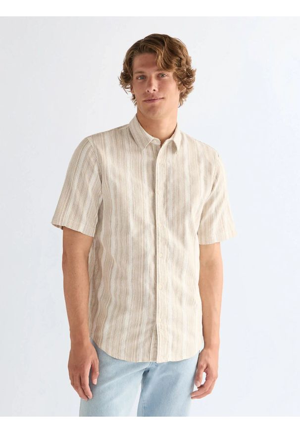 Wrangler - MESKA KOSZULA WRANGLER SS SHIRT BROWN WHITE 112378581
