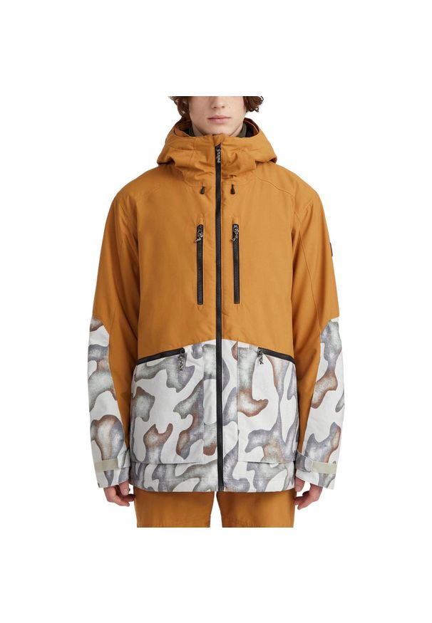 O'Neill - Kurtka narciarska męska O'NEILL Texture Jacket. Kolor: brązowy. Materiał: syntetyk. Długość: krótkie. Sezon: zima. Sport: narciarstwo