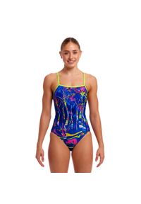 Strój do pływania FUNKITA Dammed - Single Strap. Kolor: żółty, wielokolorowy, niebieski