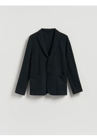 Reserved - Marynarka slim fit - ciemnozielony. Kolor: zielony. Materiał: bawełna, dzianina