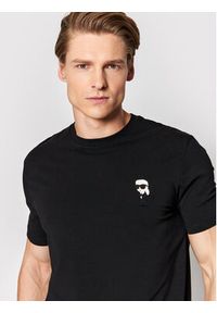 Karl Lagerfeld - KARL LAGERFELD T-Shirt Crew Neck 755027 500221 Czarny Regular Fit. Typ kołnierza: dekolt w karo. Kolor: czarny. Materiał: bawełna #5