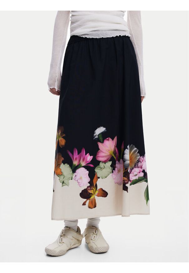 Desigual Spódnica trapezowa Lindo 25SWFW18 Czarny Regular Fit. Kolor: czarny. Materiał: bawełna