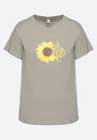 Born2be - Miętowy Bawełniany T-shirt z Nadrukiem na Przodzie Galamella. Kolor: miętowy. Materiał: bawełna. Wzór: nadruk #4