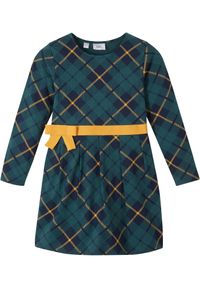 bonprix - Sukienka dziewczęca z dżerseju, bawełna organiczna. Typ kołnierza: kokarda. Kolor: niebieski. Materiał: bawełna, jersey