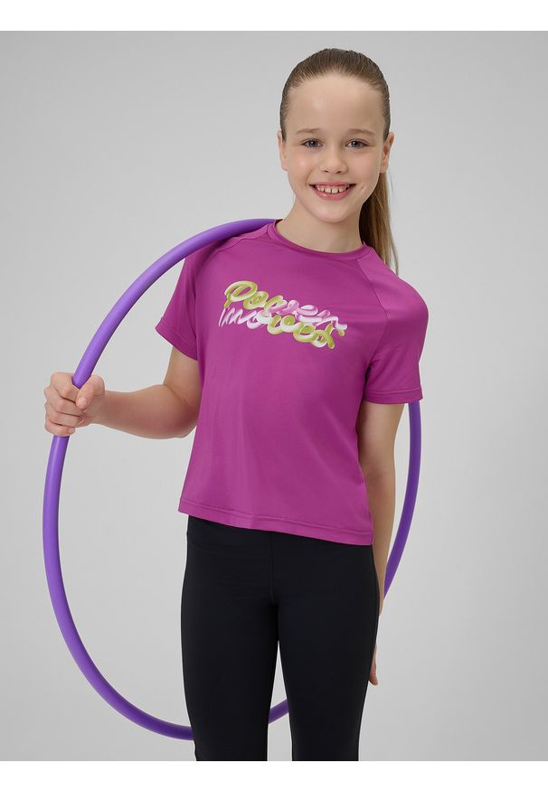 4f - 4F Koszulka sportowa szybkoschnąca dziewczęca - różowa 158/164 (12-14 lat). Kolor: różowy. Materiał: materiał. Sezon: lato. Styl: sportowy