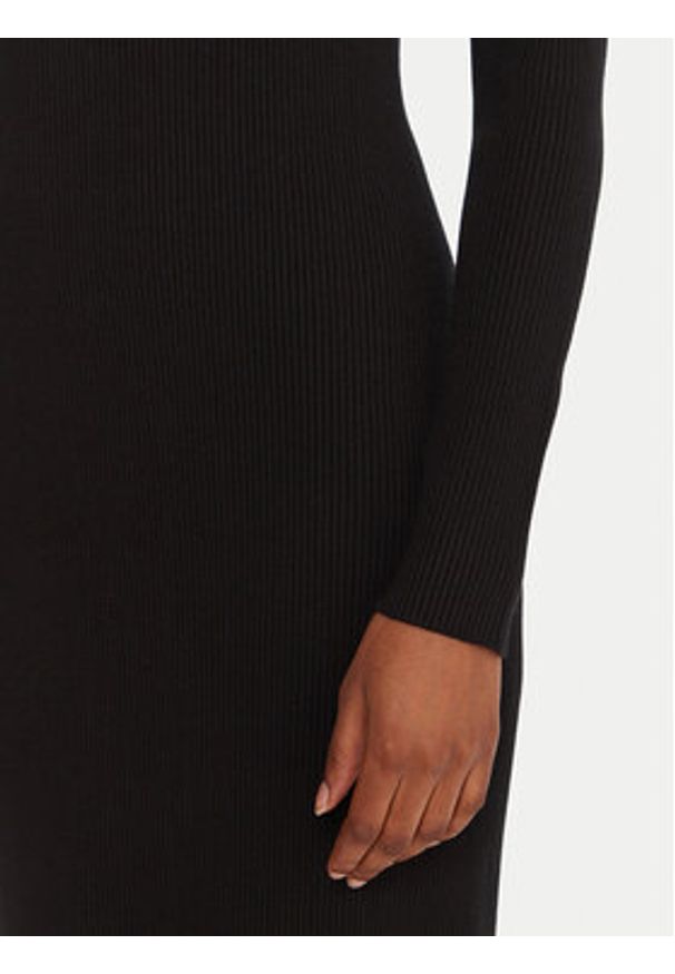 Lacoste Sukienka dzianinowa EF4175 Czarny Slim Fit. Kolor: czarny. Materiał: wiskoza