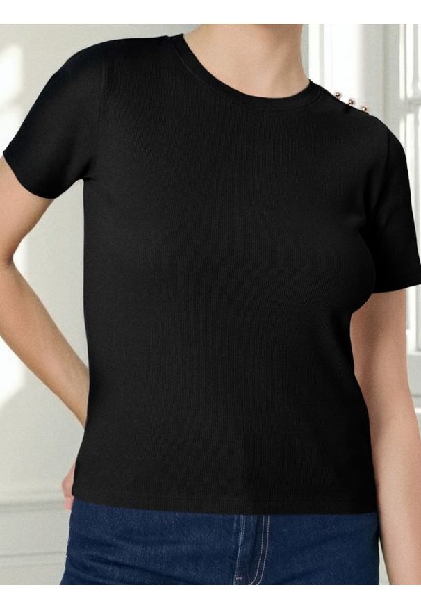 Sinsay - Koszulka z krótkim rękawem - czarny. Kolor: czarny. Długość rękawa: krótki rękaw. Długość: krótkie